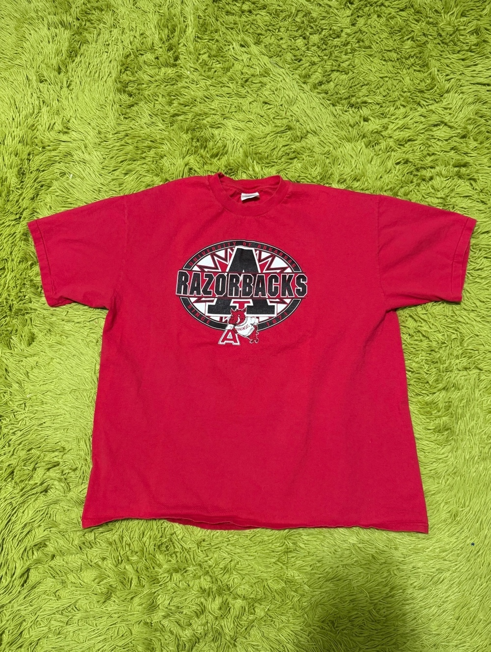 Vintage 90s University of Arkansas Razorbacks Graphic T-shirt Size XL Red